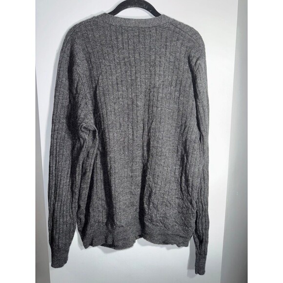 Nordstrom gray Cardigan 100% extra fine Merino wool large TALL - Picture 5 of 7